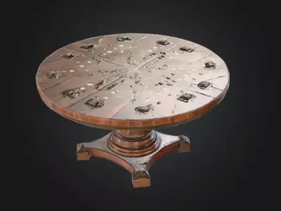 Ornate Chess Table Low-poly 3D model