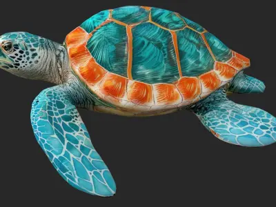 Sea Turtle Cartoons  Low-poly 3D model