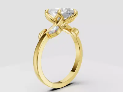 Marquise Engagement ring tulip style 3D print model