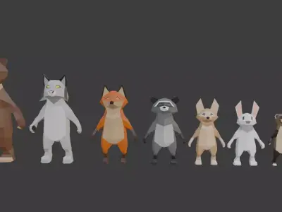 Low Poly Animal Character Collection Low-poly 3D model