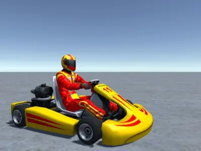 Low Poly Kart With Player 2 Low-poly 3D model