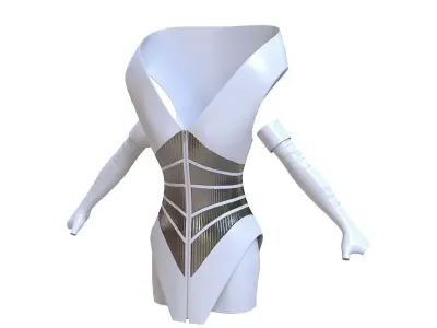Beyonce White Dress Low-poly 3D model