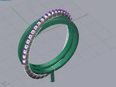 3 line Ring size 55 3D model 3D print model