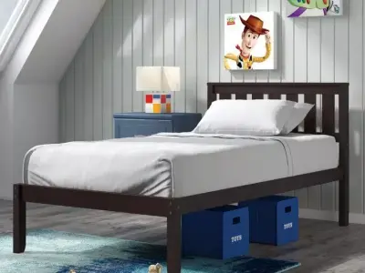 Rowen Twin Wood Platform Bed - 2 Colour Free 3D model