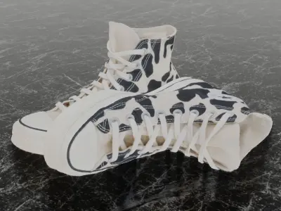 CONVERSE COW 3D SHOES - BLACK HIGH Low-poly 3D model