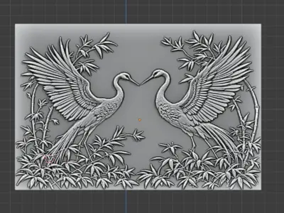 modern panel wall decor set wall relief mural CNC 131 3D model