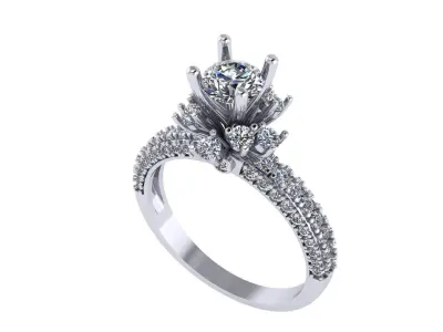 Women diamond ring 3d render 3D print model 4