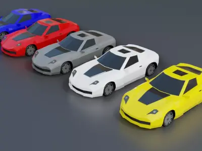 Corovette Stingray Cars Collections -Low Poly - Game Ready Low-poly 3D model