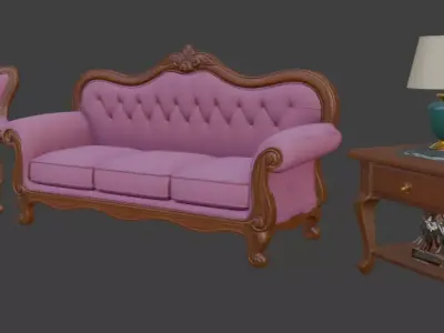 Cartoon sofa set 3D model