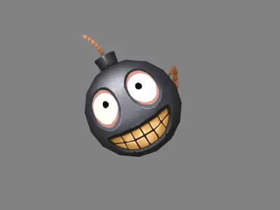 cartoon funny backpack - smiley bomb Low-poly 3D model