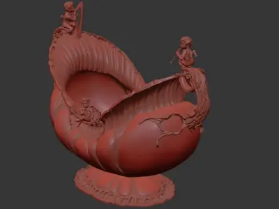 Classical Vase Bowl  with Cupid High-Poly 3d Print 3D print model