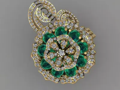 Daimond Flower With the Top Of Pear Green Opals 3D Ring  3D print model