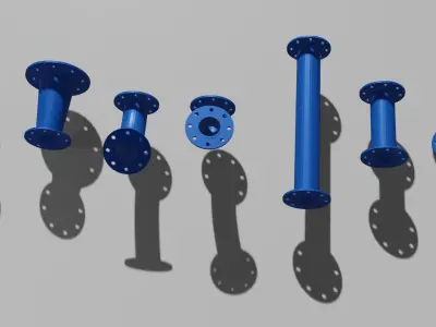 Water pipes and fittings Low-poly 3D model