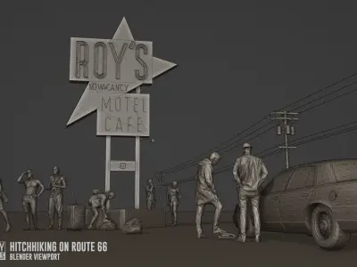 Hitchhiking On Route 66 3D model