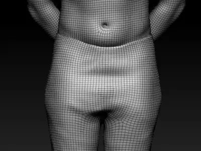 Athletic man in black shorts 313 Low-poly 3D model