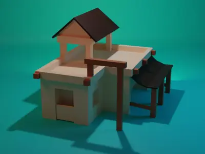 Build house with roof 3D model