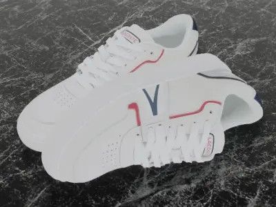 LACOSTE 3D SHOES - WHITE - BLUE - RED Low-poly 3D model