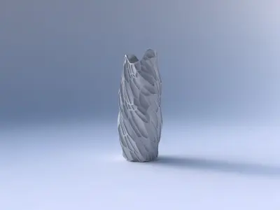 Vase twisted double arc hexagon with organic dents 3D print model