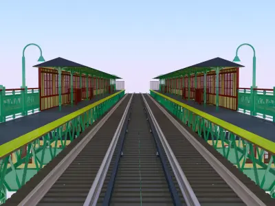 NYC bridge - metro station 3D model