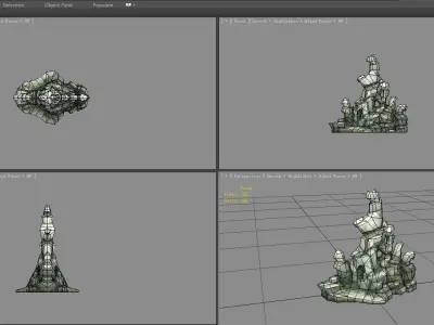 Rockery stones - decorative rock - Landscape rockery Low-poly 3D model