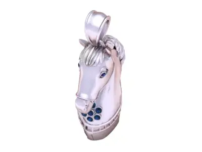 Golden Horse Head Pendant  Luxury Equestrian Jewelry 3D Model 3D print model