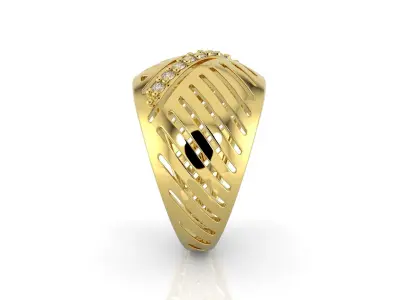 D-1829 gold ring with diamonds 3D print model