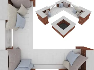 Garden bricks bench Free 3D model