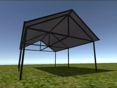 CarPort metal structure in middle of grassy field Free low-poly 3D model