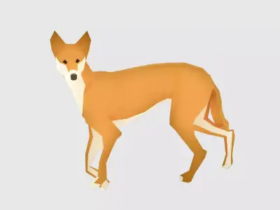Dingoes orange dog Low-poly 3D model