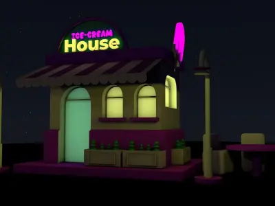 Ice Cream Shop Free low-poly 3D model