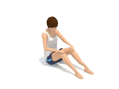 Head to Knee Pose Yoga Exercise Woman Animation Low-poly 3D model