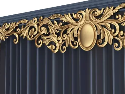 Cornice Classic Curtain 012 Low-poly 3D model