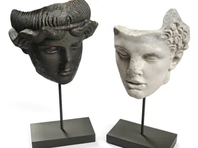 Hercules and Orpheus heads SCULPTURE Low-poly 3D model