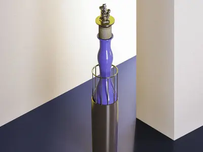 Yellow Metal Detailed Vases  - Giorgio Morandi Set 3D model