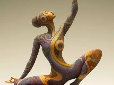 Surreal Yoga Sculpture Swirling Patterned Female Figure 3D Low-poly 3D model