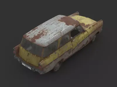 Abandoned Car - Ford Taunus Classic Low-poly 3D model