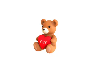 Valentines Day Teddy Bear With Heart  3D model