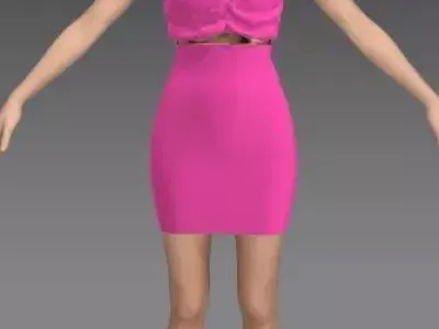 Dress pink color metalic strap Low-poly 3D model