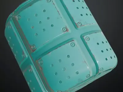 Sci-fi Perforated Blue Metal PBR Seamless Texture