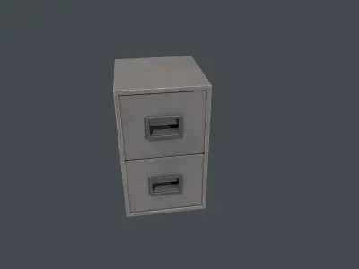 Grey Two Drawer Filing Cabinet Low-poly 3D model