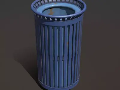 Blue City Trash Can Free low-poly 3D model