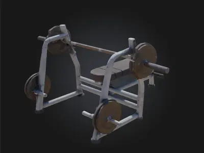 Weightlifting Bench Station  Classic Gym Strength Setup 3D model
