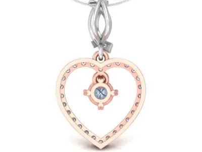pendants rose gold heart pendant with diamonds 3D print model