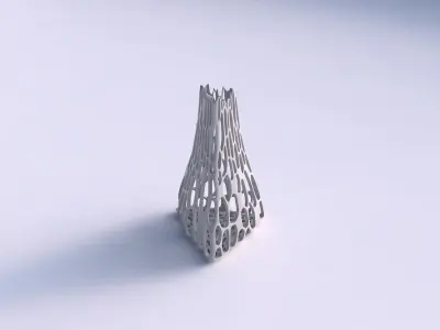 Vase grounded triangle with cracked organic lattice 05 3D print model
