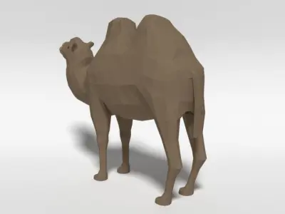 Low Poly Cartoon Bactrian Camel  Low-poly 3D model