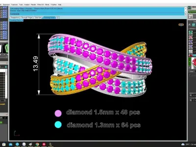 Luxury Crossover Pave Diamond Ring Jewelry 3D Model  4508 3D print model