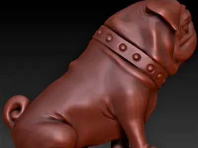 Pug 3d model dog statue 3D print model