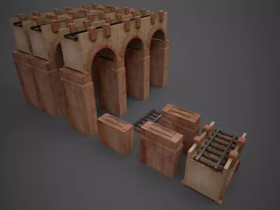 Old Modular Rail Bridge Low-poly 3D model