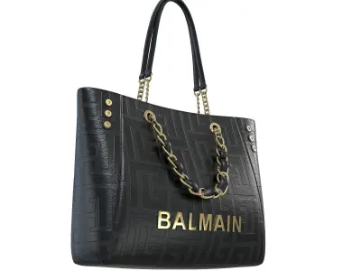 Balmain 1945 Soft Jacquard Tote Bag Black Low-poly 3D model