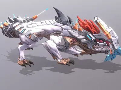 CYBORG LIZARD Reptile Tail Slam Attack fbx png 3D model